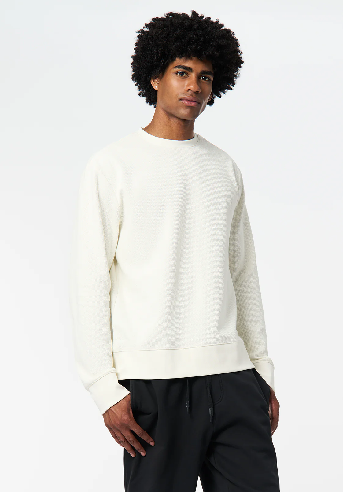 Kaya Men's Relaxed Crewneck Sweatshirt, Milk - BM24671