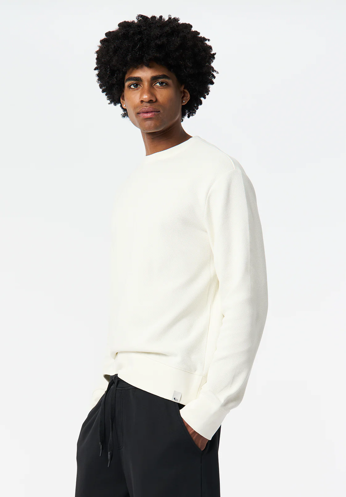 Kaya Men's Relaxed Crewneck Sweatshirt, Milk - BM24671 - Image 2