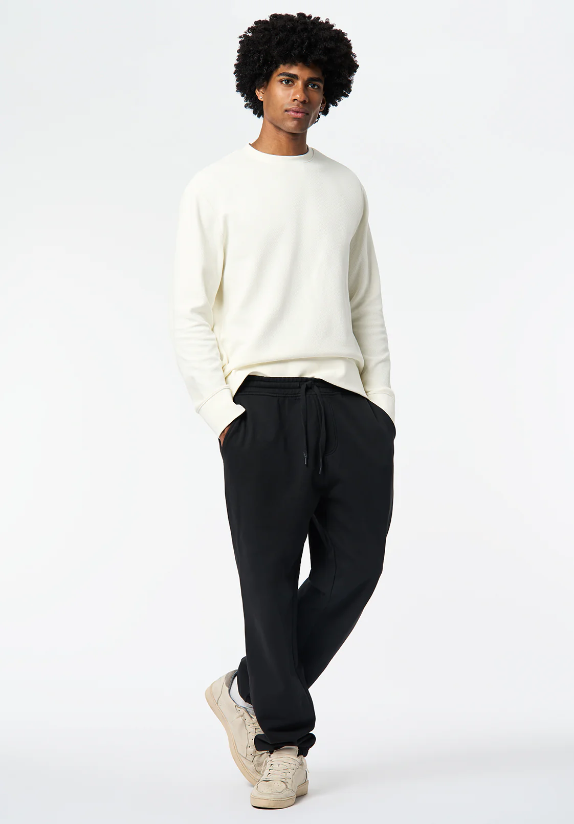 Kaya Men's Relaxed Crewneck Sweatshirt, Milk - BM24671 - Image 4