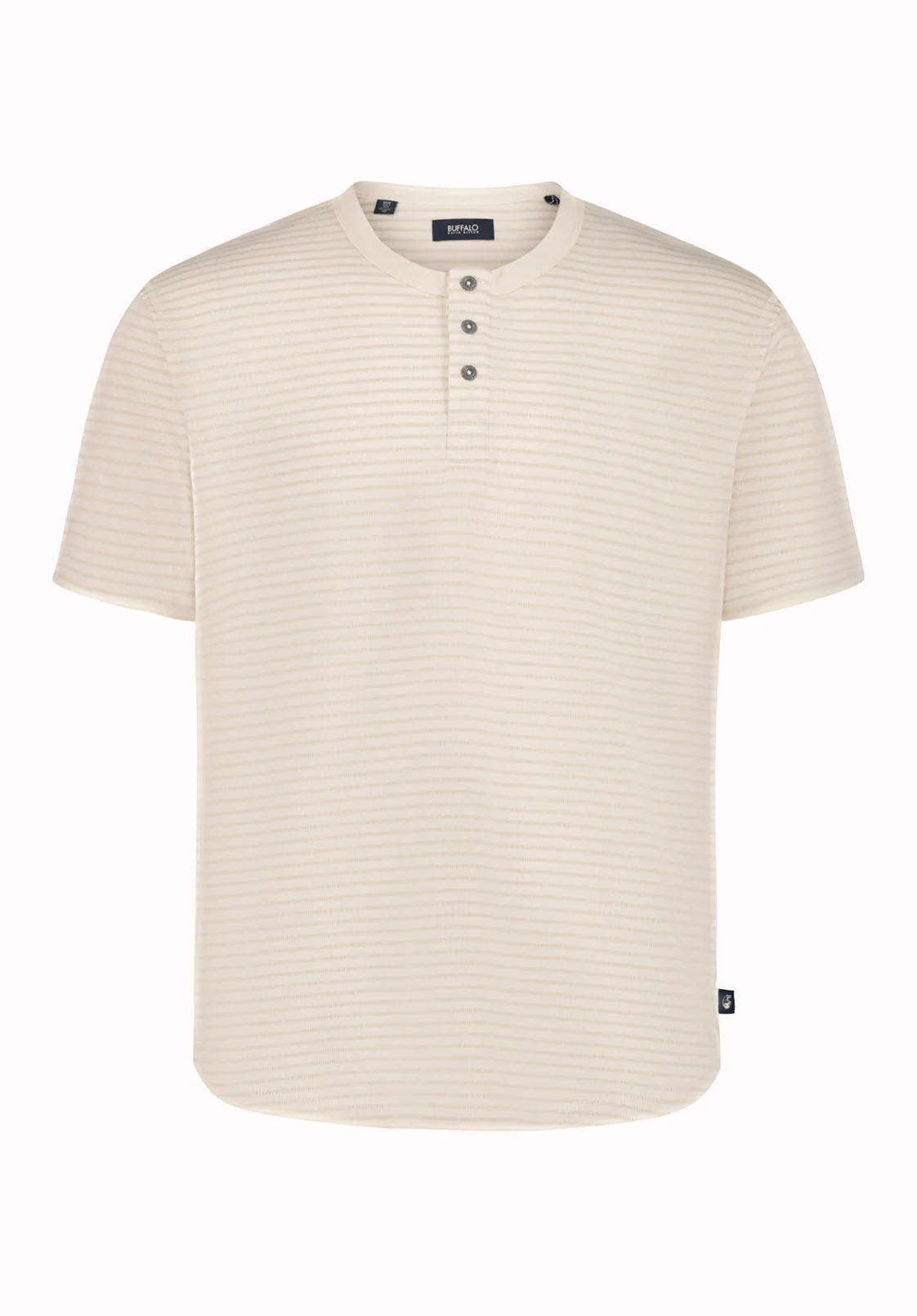 Kehlani Men’s Striped Short Sleeve Henley, Milk - BM24760 - Image 2
