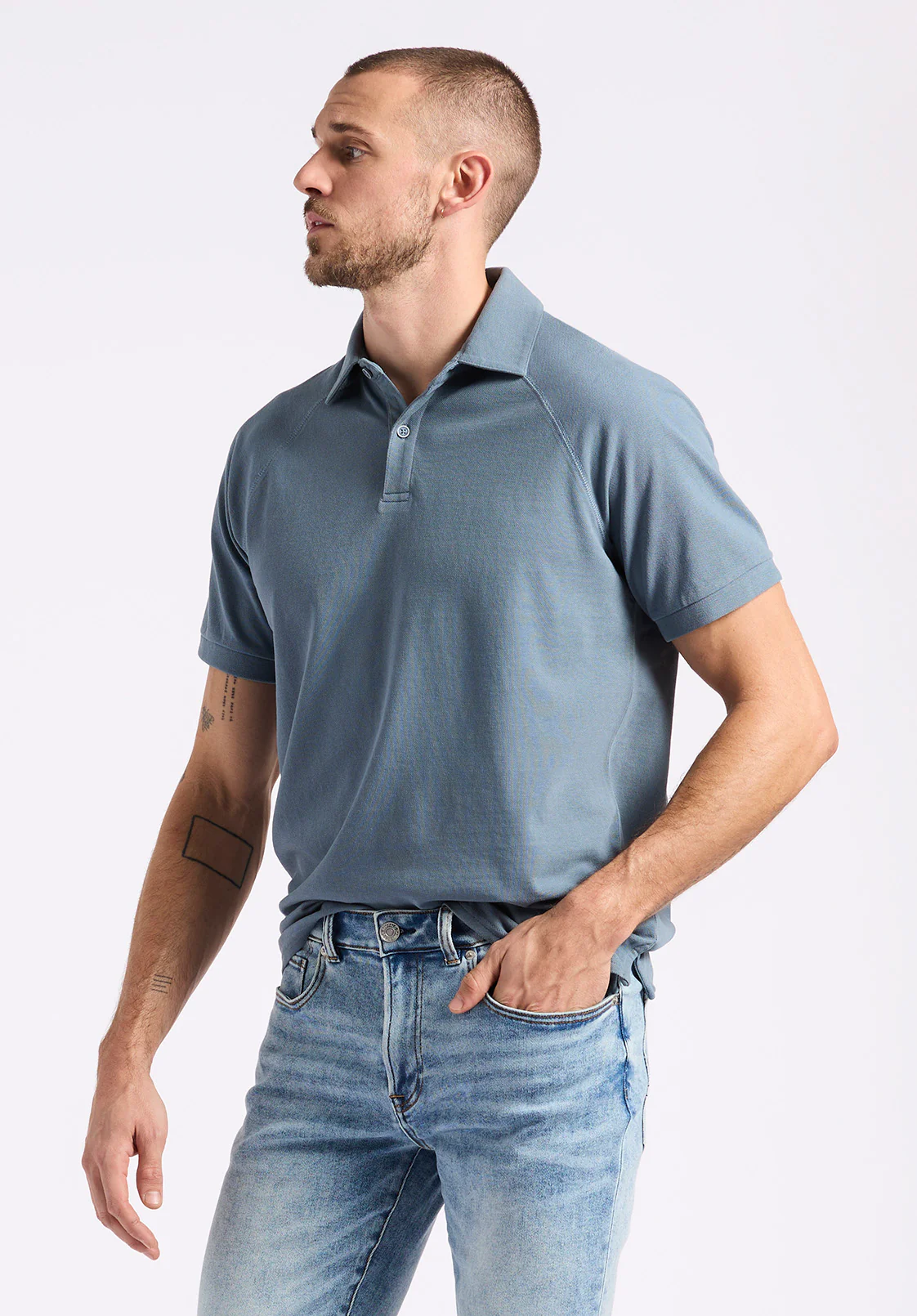 Kindell Men's Short-Sleeve Pique Polo, Mirage Blue - BM24608 - Image 2
