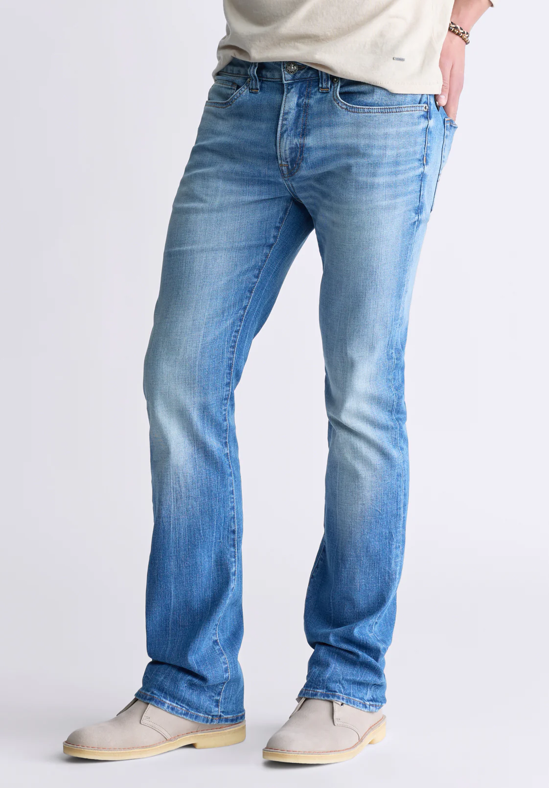 Slim Boot King Men's Jeans, Veined and Sanded Indigo - BM26004 - Image 3