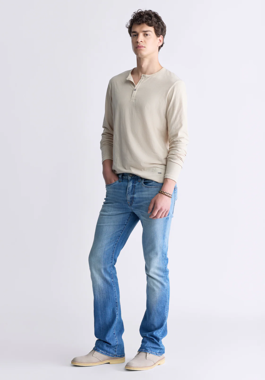 Slim Boot King Men's Jeans, Veined and Sanded Indigo - BM26004 - Image 4