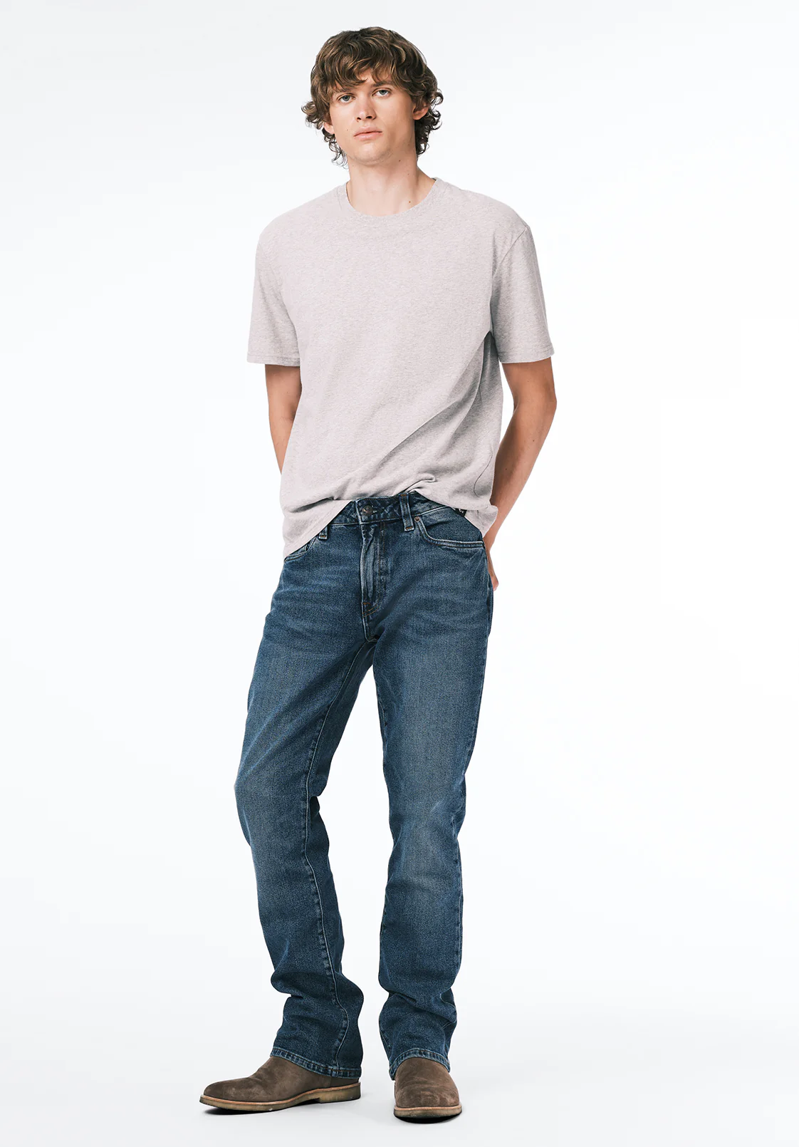 Slim Boot King Men's Jeans, Creased and Sanded Indigo - BM26033 - Image 4
