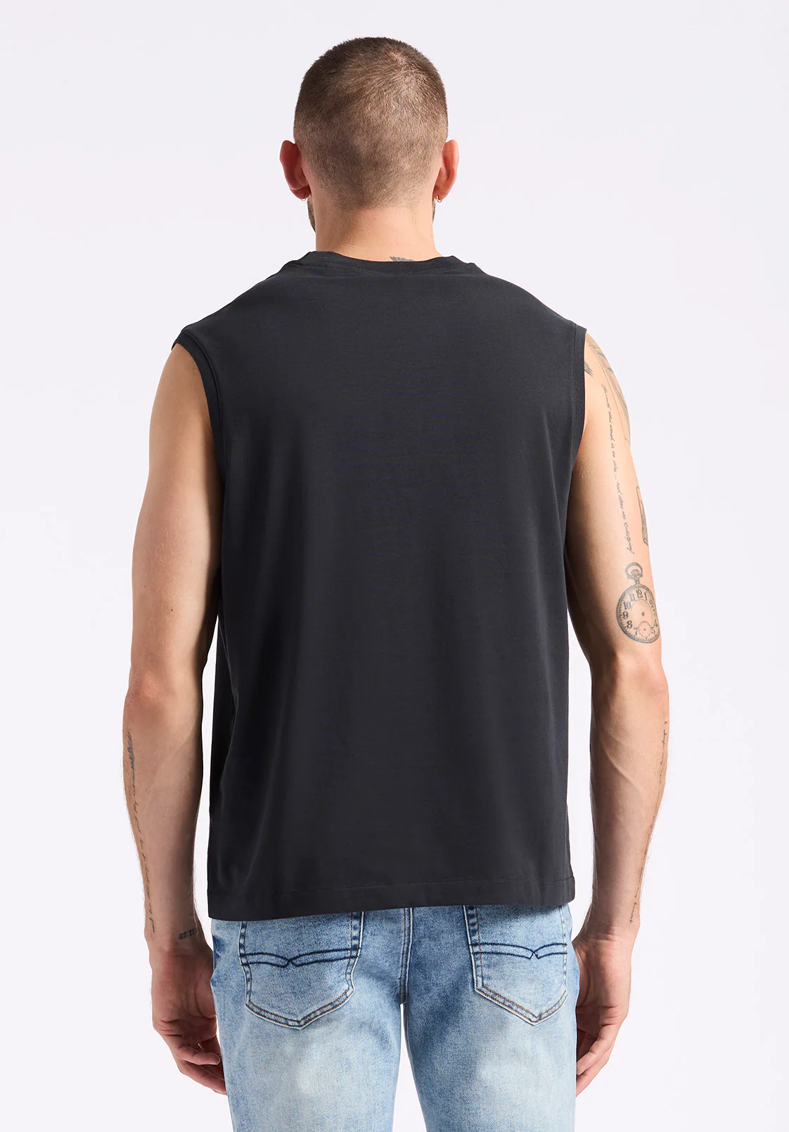 Kingster Men's Sleeveless Crew Neck Relaxed Fit Jersey Tank Top, Black - BM24601 - Image 3
