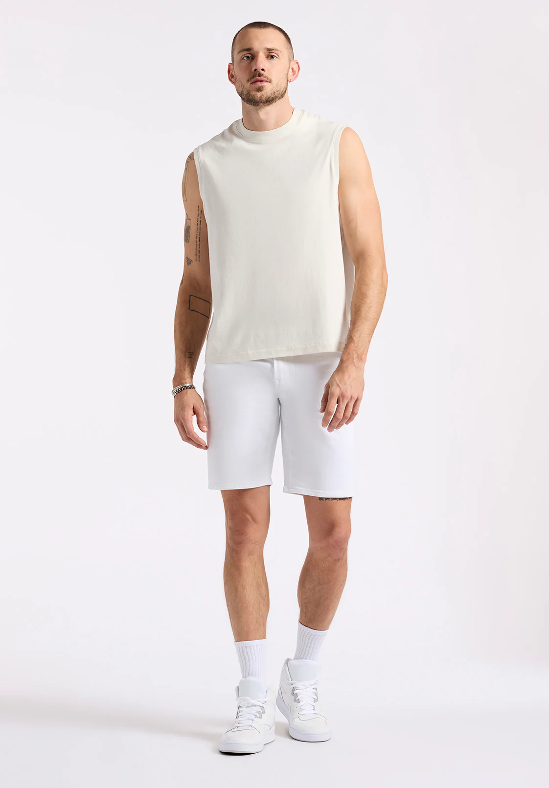Kingster Men's Relaxed Fit Jersey Tank, Milk - BM24601 - Image 3