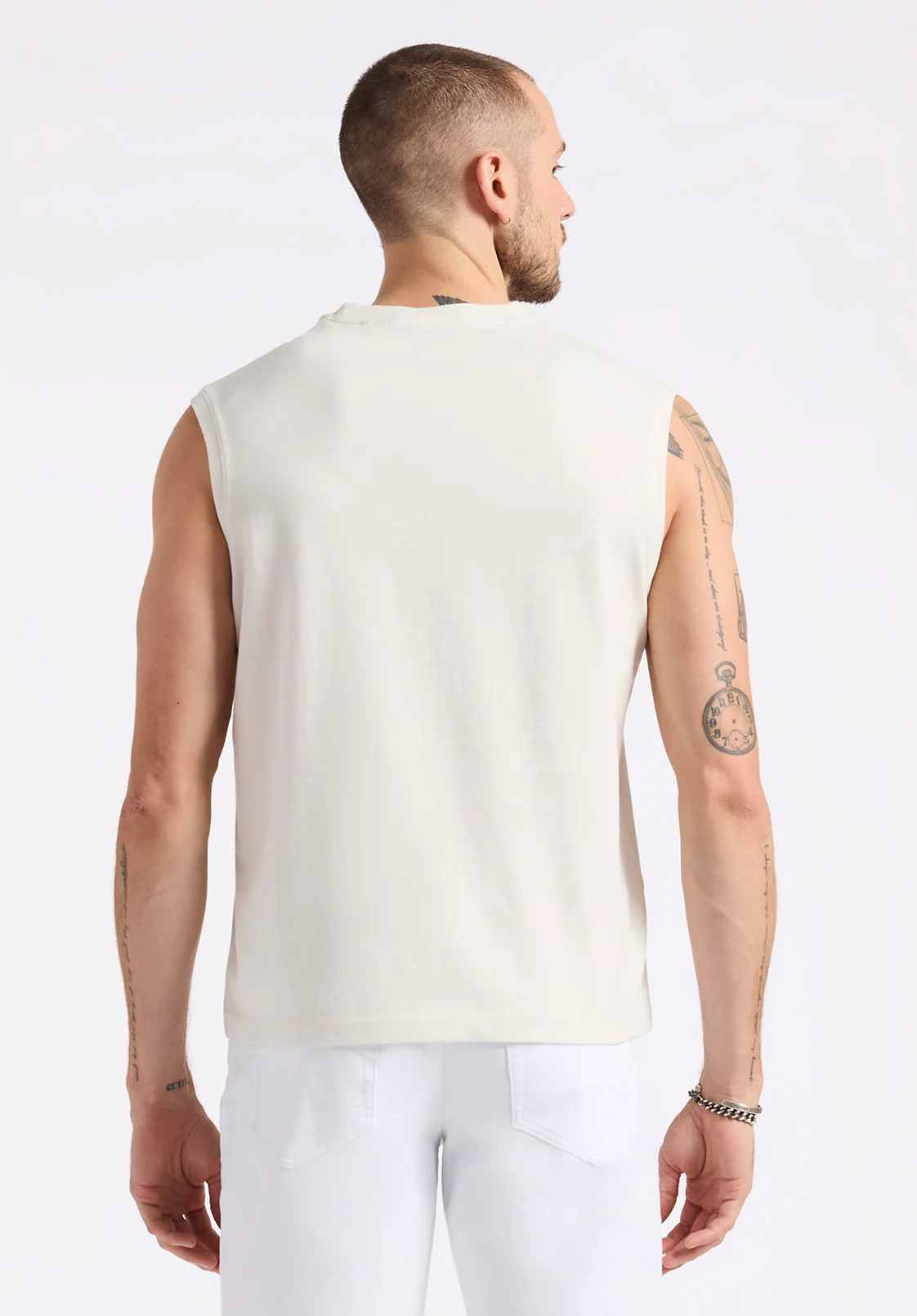Kingster Men's Relaxed Fit Jersey Tank, Milk - BM24601 - Image 5