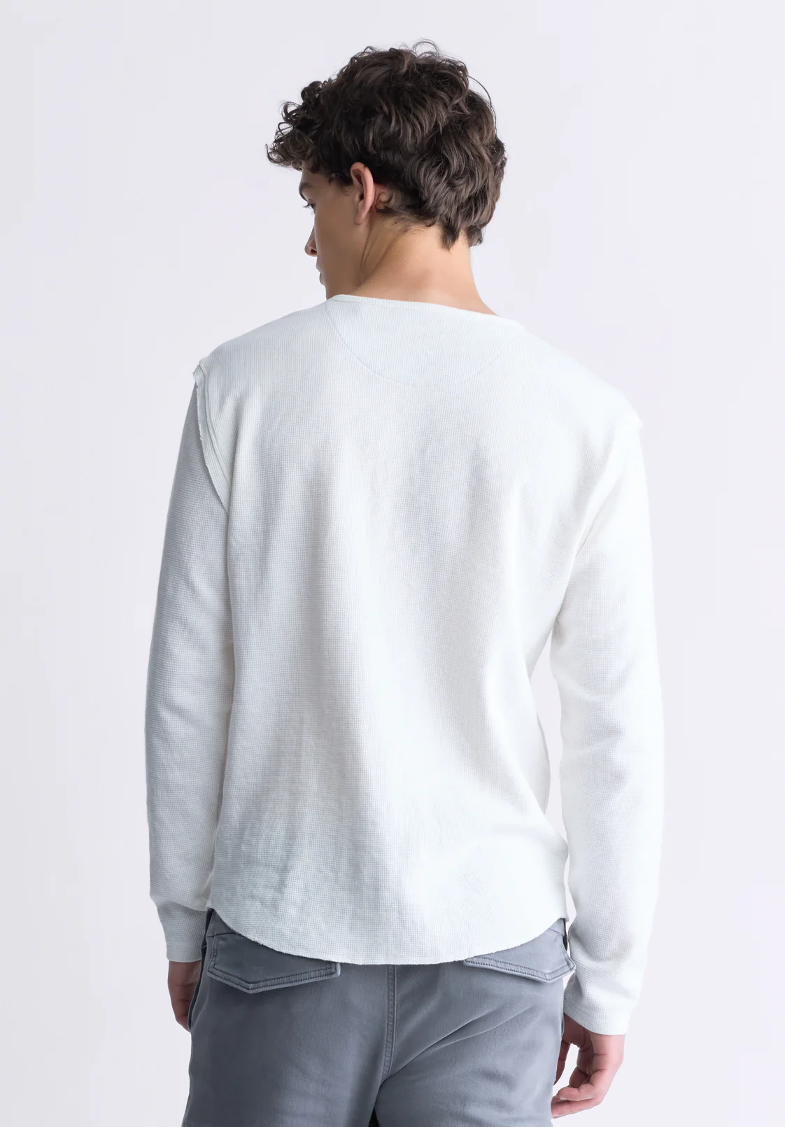 Kipato Men's Long-Sleeve Henley Top, White - BM24434 - Image 3