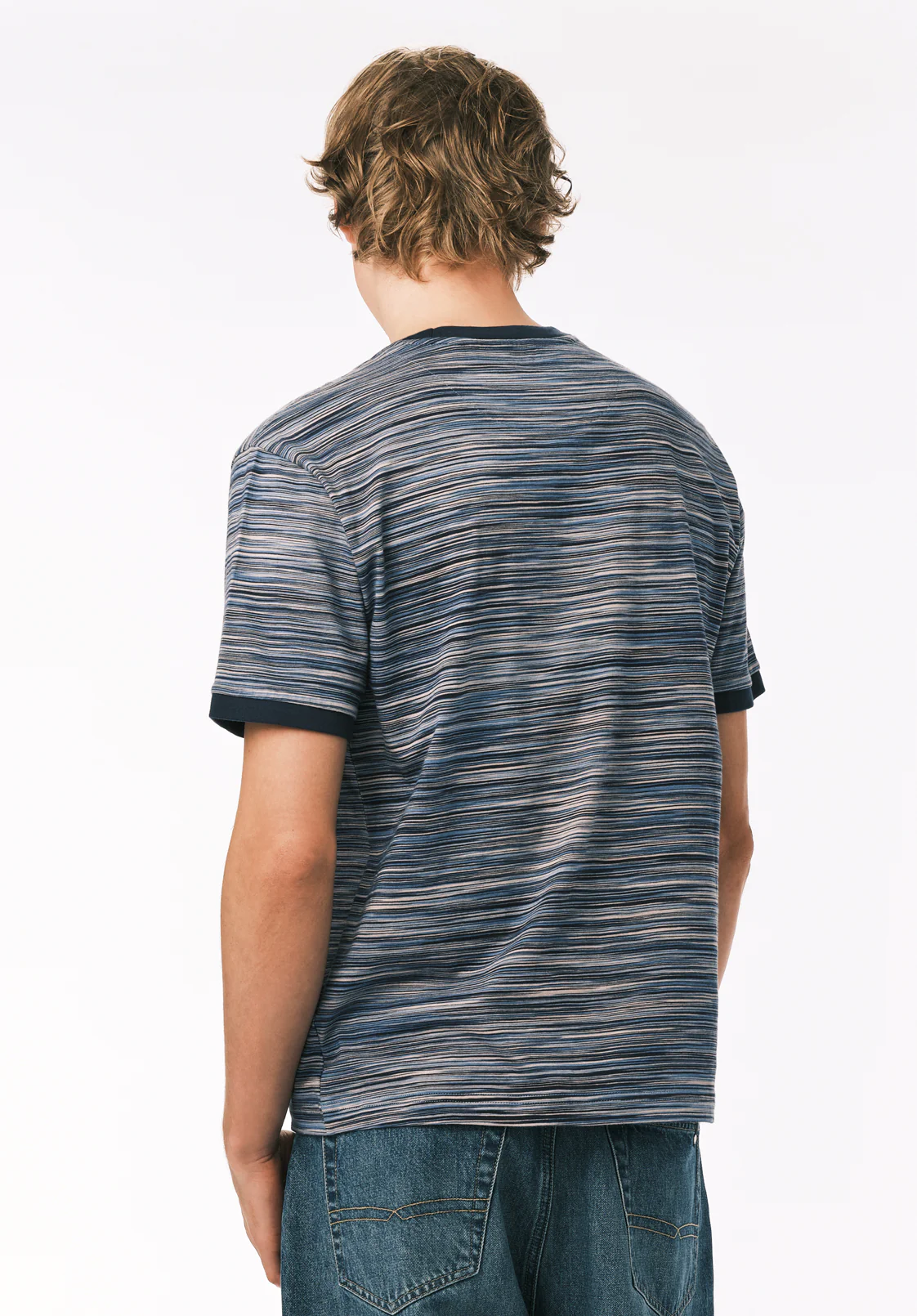 Kirion Men’s Striped T-Shirt, Faded Denim - BM24783 - Image 5