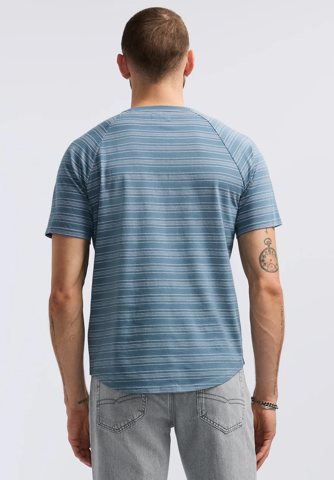 Klaus Men's Short-Sleeve Striped Henley Top, Mirage - BM24630 - Image 3