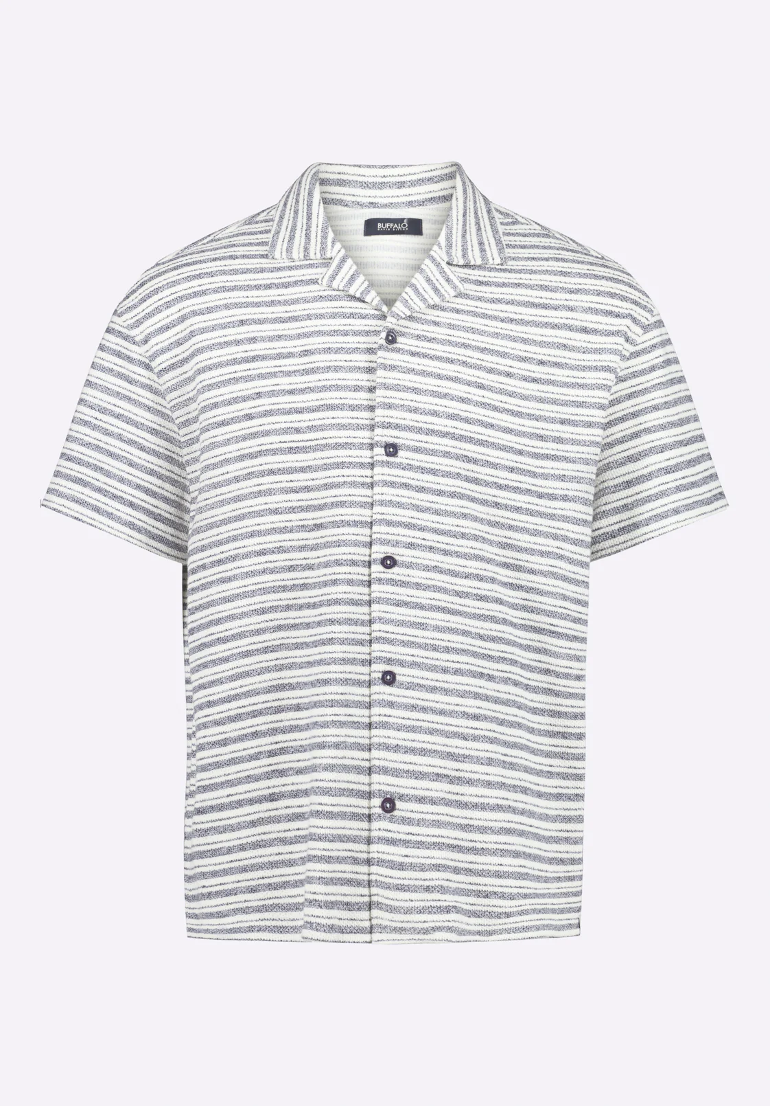 Koddy Men's Short-Sleeve Striped Jersey Button-Up Relaxed Fit Shirt, Midnight Blue - BM24599 - Image 6
