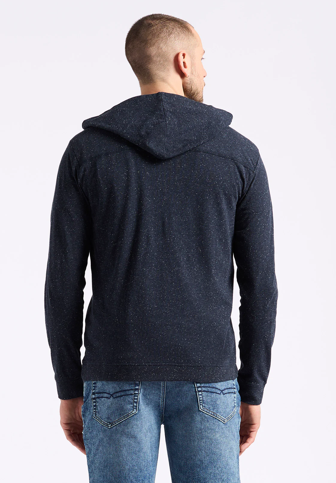 Kolder Men's Relaxed Fit Hooded Henley Top, Whale - BM24544 - Image 3