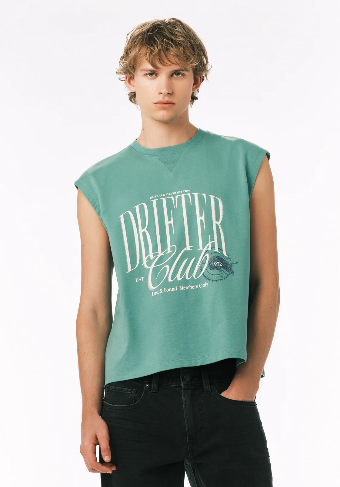 Kurt Men’s Cropped Graphic Tank, Gossamer Green - BM24860