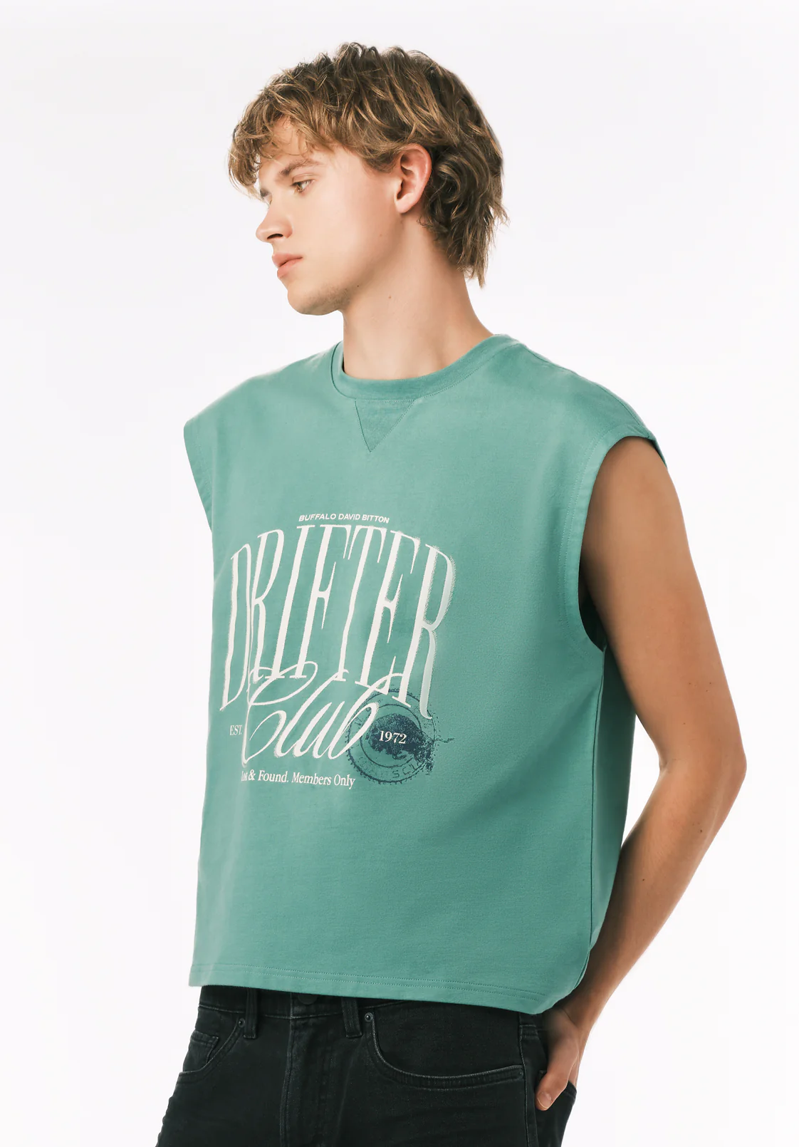 Kurt Men’s Cropped Graphic Tank, Gossamer Green - BM24860 - Image 5