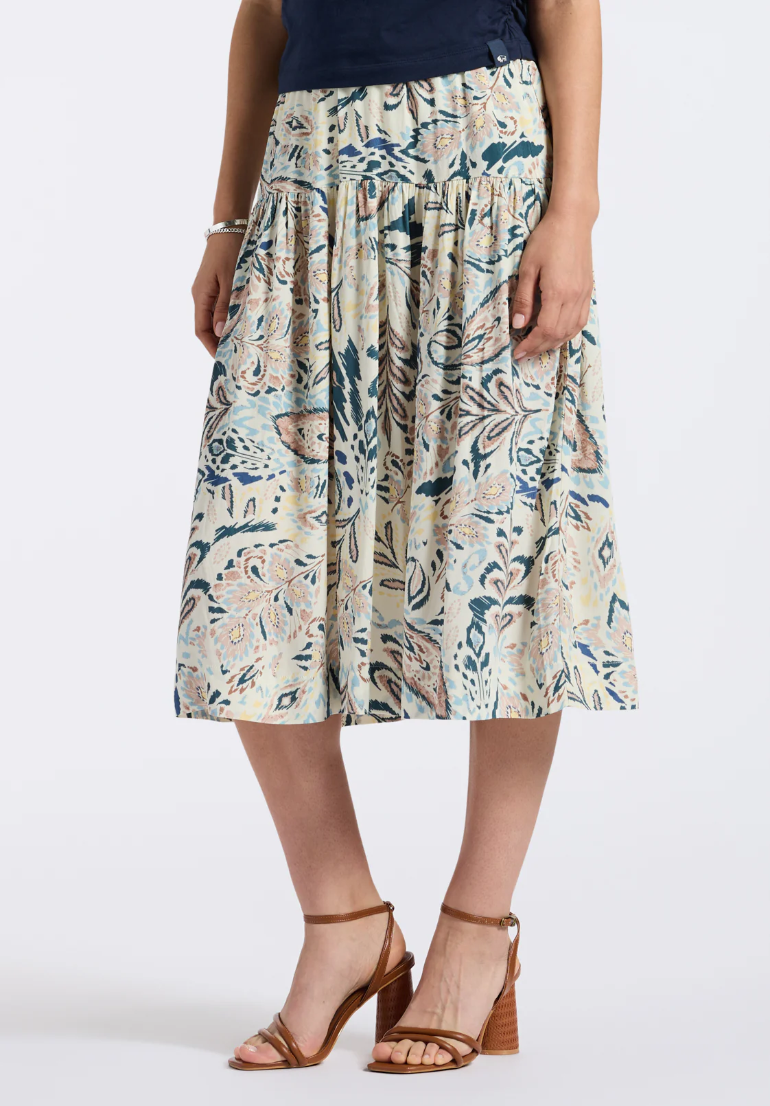 Lupita Women's Floral Print Tiered Midi Skirt, Paisley - WS0016P - Image 2
