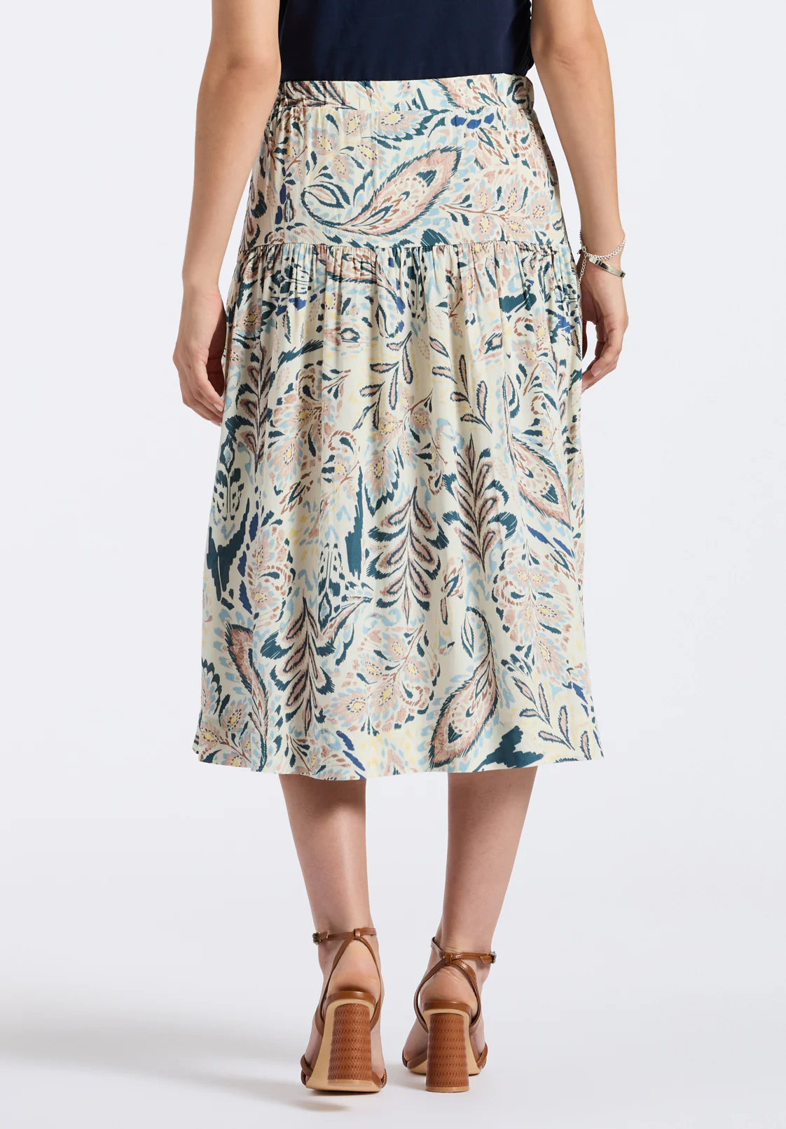 Lupita Women's Floral Print Tiered Midi Skirt, Paisley - WS0016P - Image 3