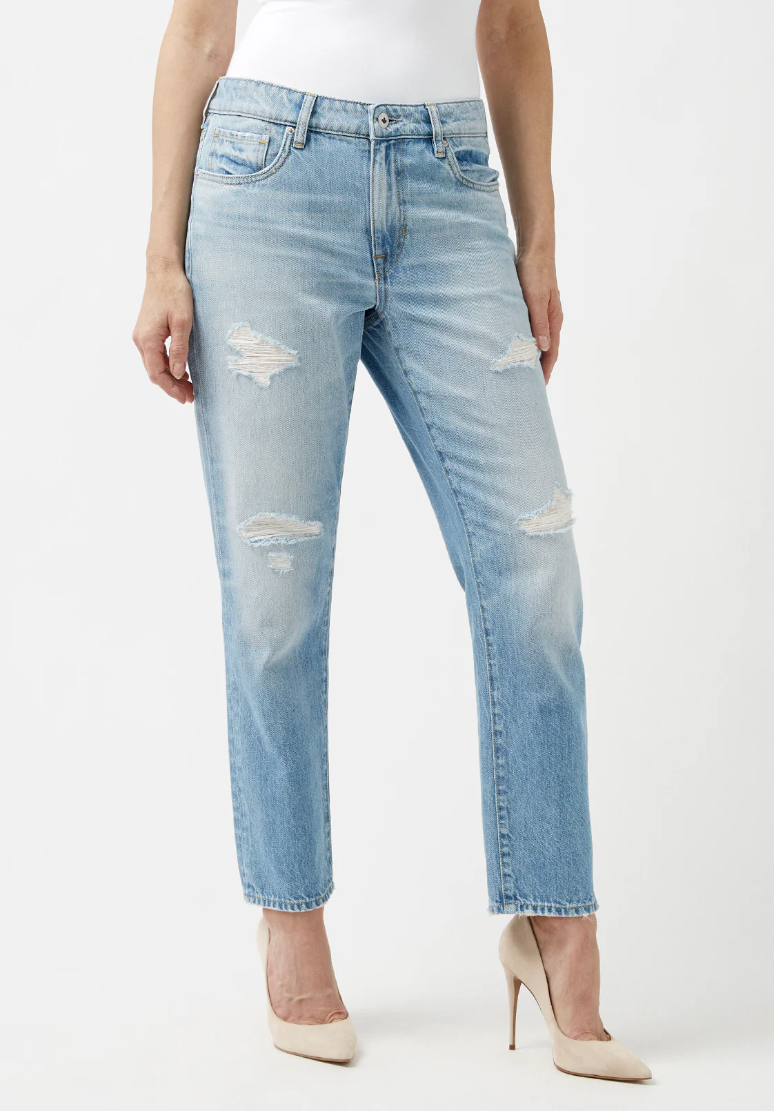 Relaxed Boyfriend Madison Women's Jeans Distressed Blue - BL15871 - Image 5