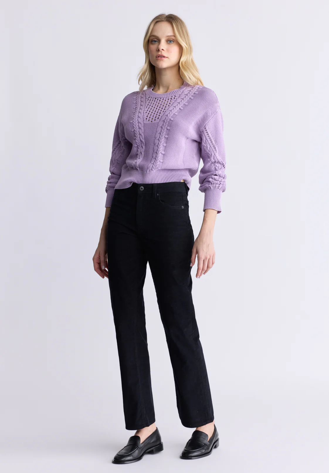 Mid Rise Straight Mary Women's Pants, Rinse Washed Black - BL16007 - Image 5