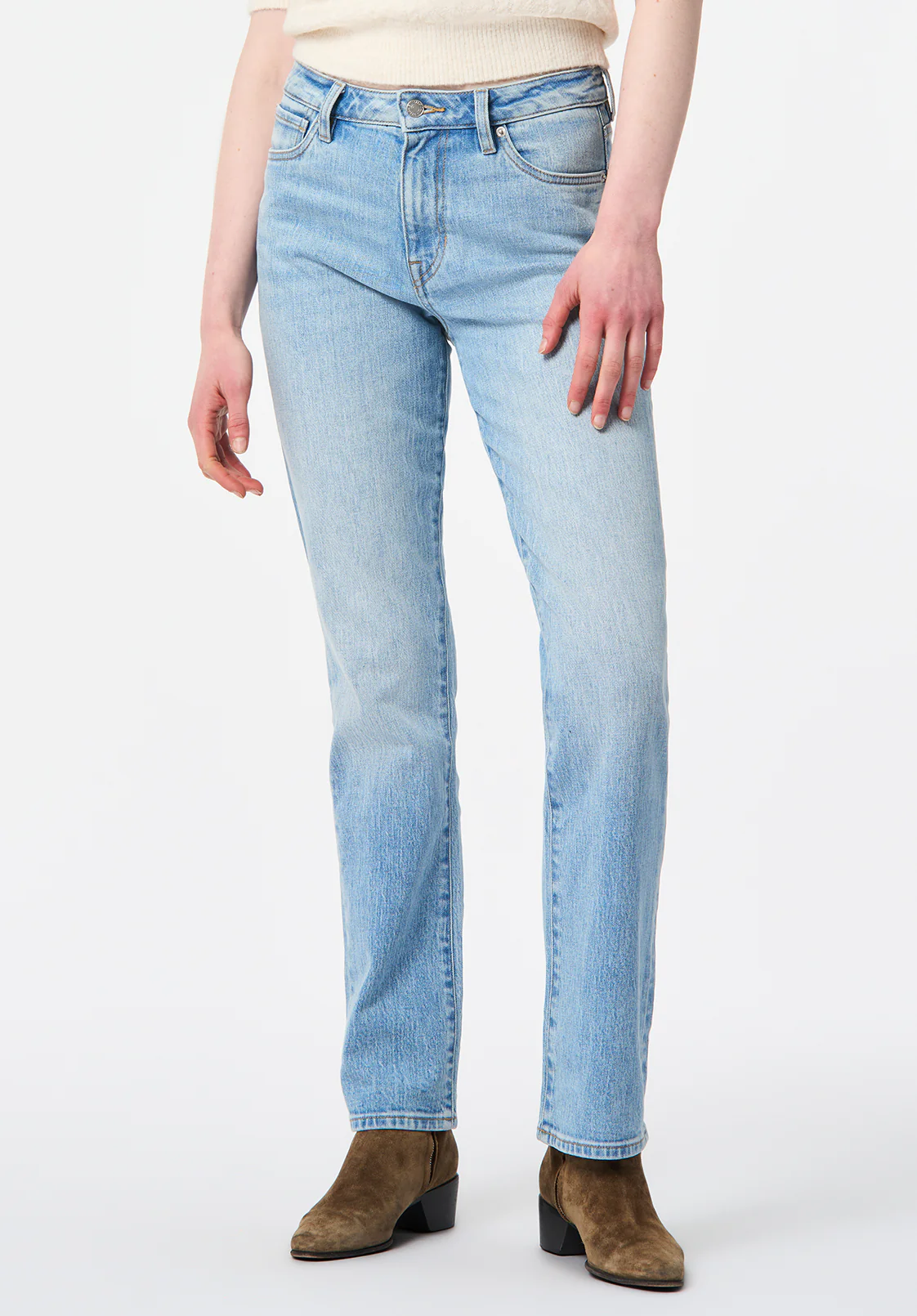 Mid Rise Straight Mary Women's Jeans, Light Blue Sanded - BL16092