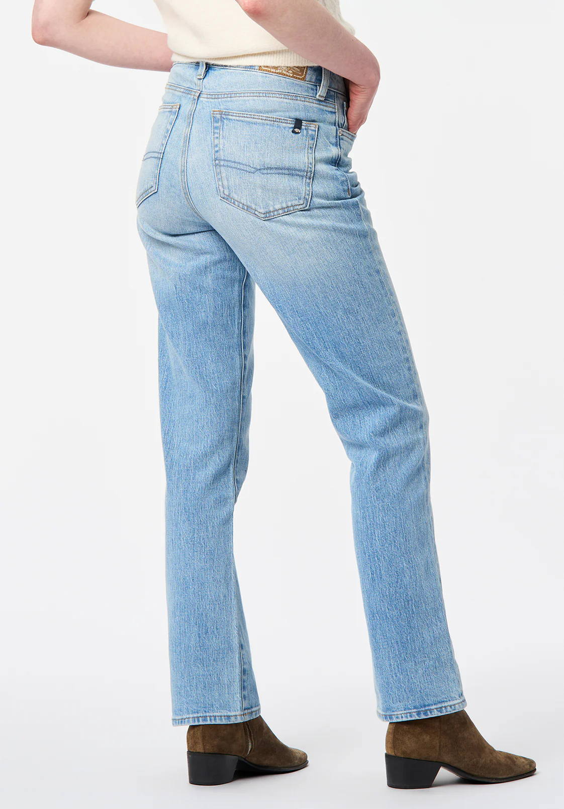 Mid Rise Straight Mary Women's Jeans, Light Blue Sanded - BL16092 - Image 3