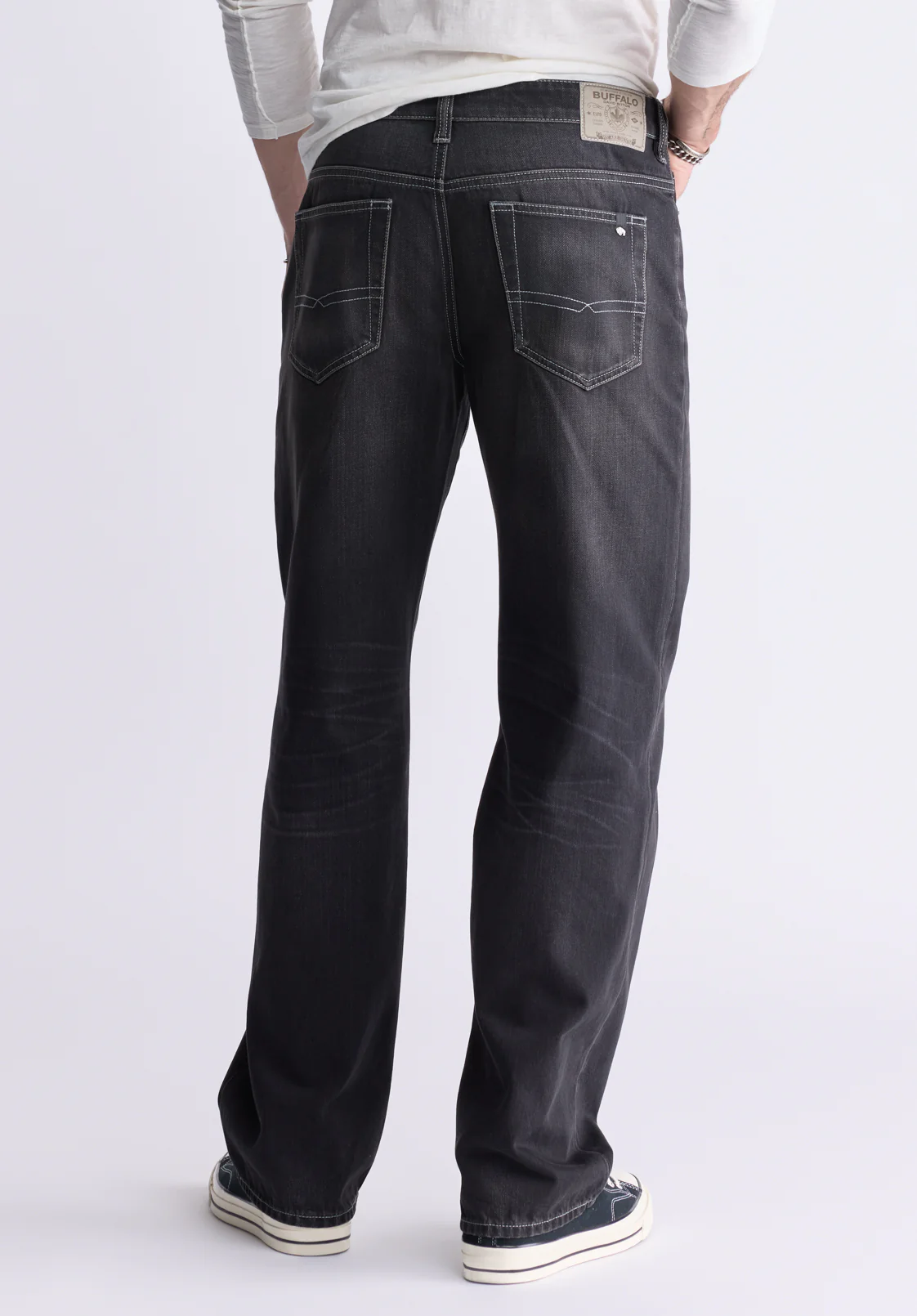Loose Fit Matt Men's Jeans, Vintage Sanded Black - BM26007 - Image 3