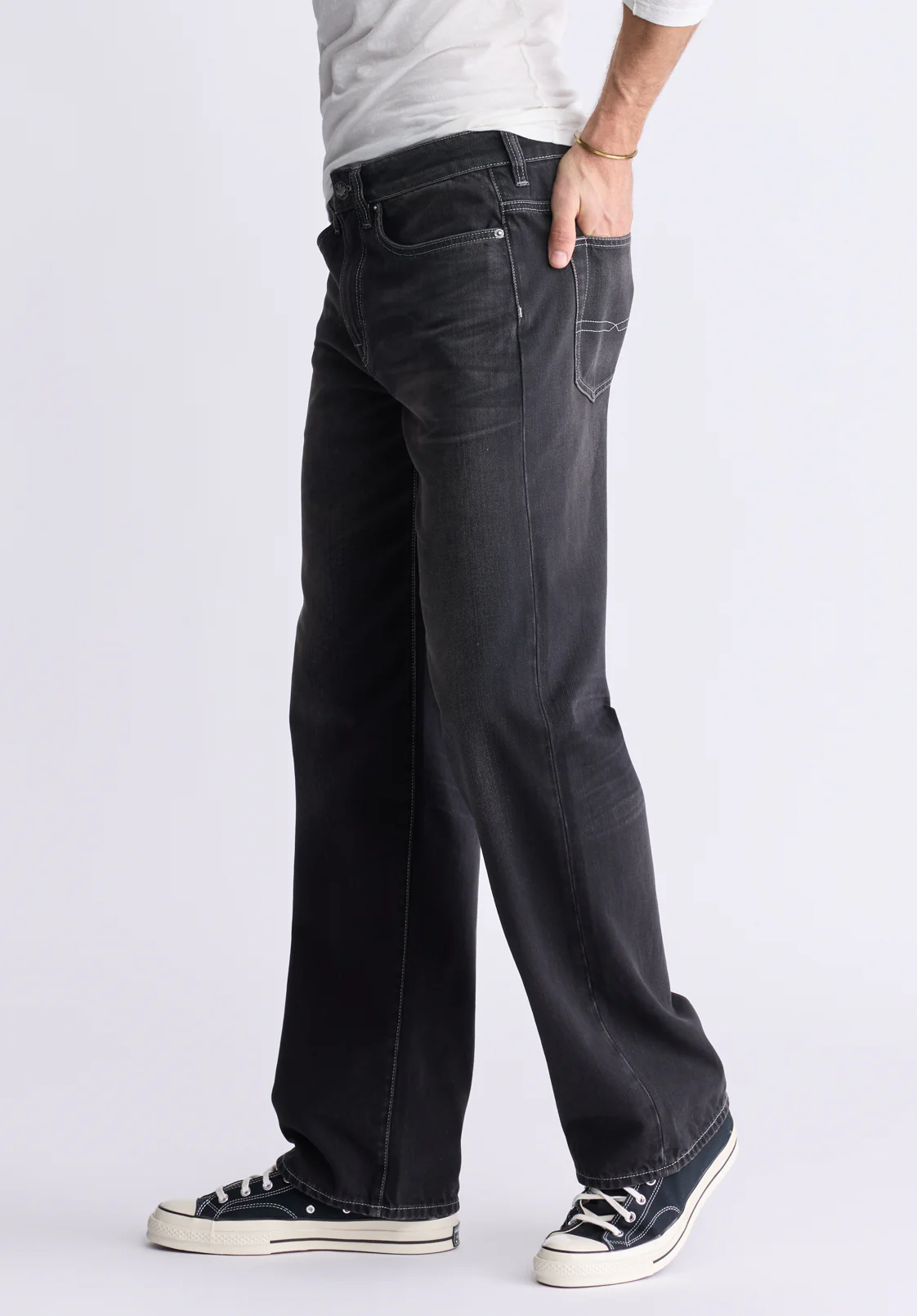 Loose Fit Matt Men's Jeans, Vintage Sanded Black - BM26007 - Image 4