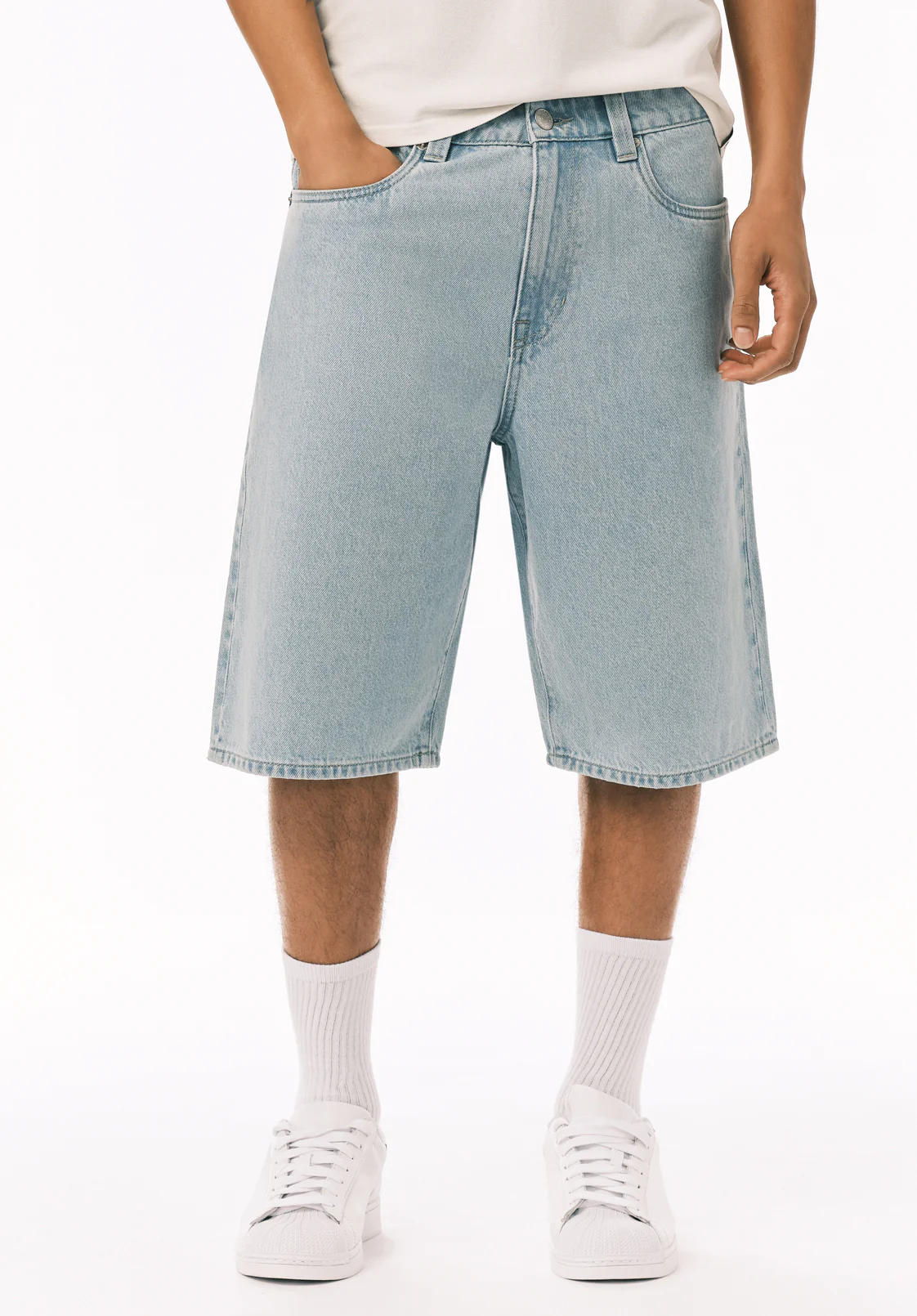 Mick Men's Wide Leg Denim Short, Bleached Out - BM26191
