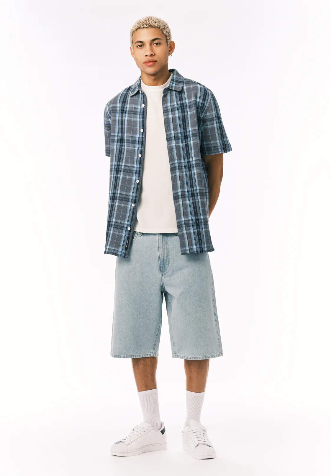 Mick Men's Wide Leg Denim Short, Bleached Out - BM26191 - Image 4