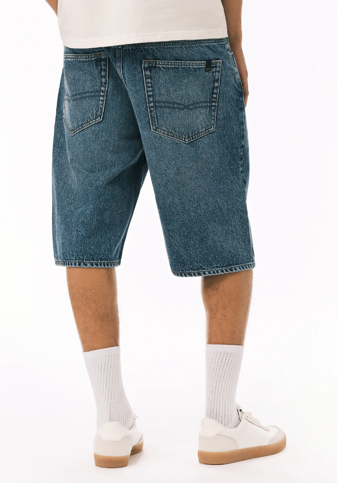 Mick Men's Wide Leg Denim Short, Distressed Blue - BM26203 - Image 3
