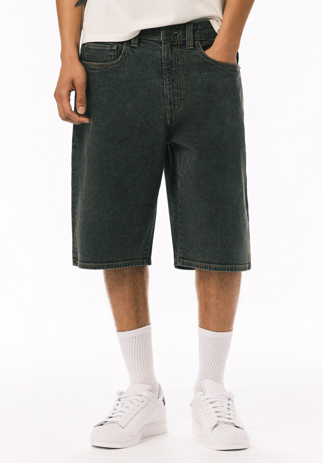 Mick Men's Wide Leg Denim Short, Faded Black - BM26233