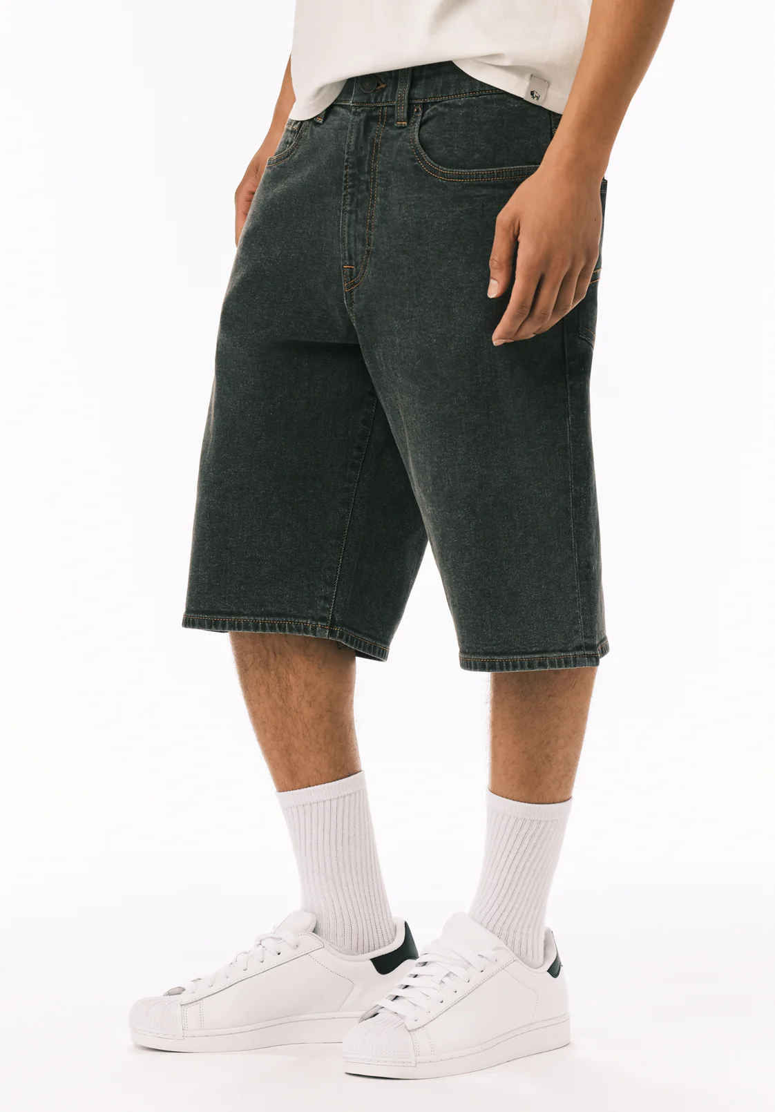 Mick Men's Wide Leg Denim Short, Faded Black - BM26233 - Image 2