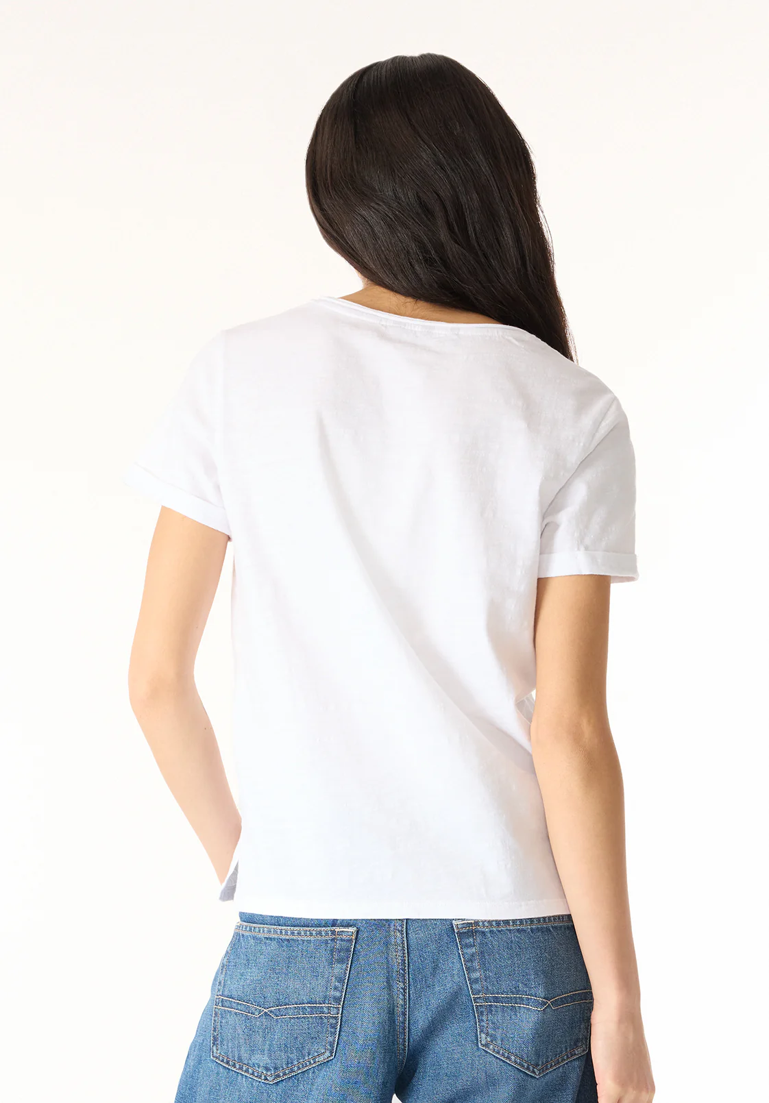 Moxie Women's Slub Knit V-Neck T-Shirt, White - KT0179P - Image 3