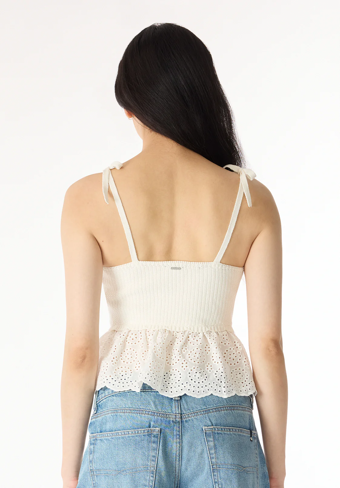 Picabo Women's Textured Cotton Peplum Top, Blanc - SW0109P - Image 3
