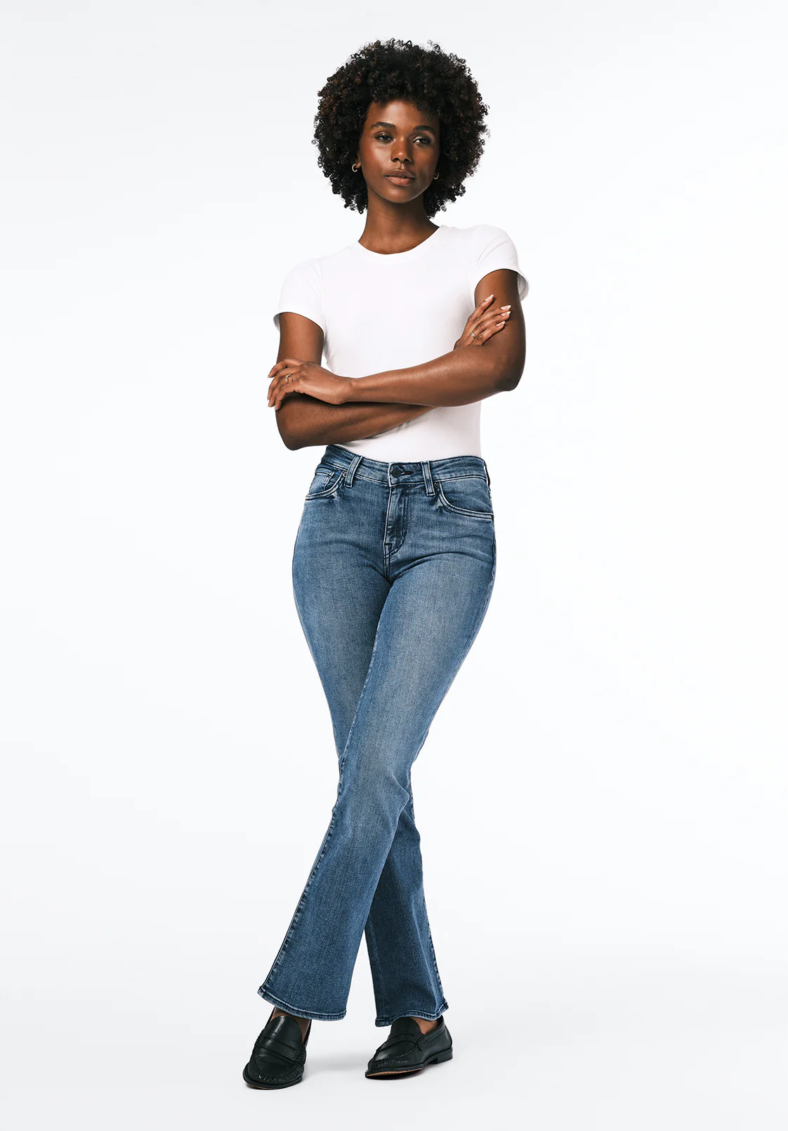 Mid Rise Bootcut Queen Women's Jeans in Whiskered and Sanded Blue - BL15831 - Image 4