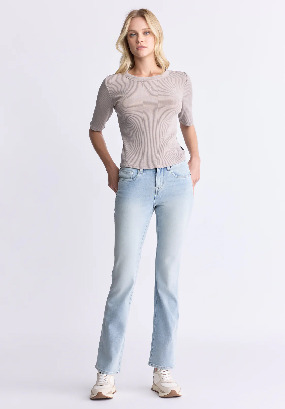 Mid Rise Bootcut Queen Women's Jeans, Vintage Light Blue - BL15985 - Image 5