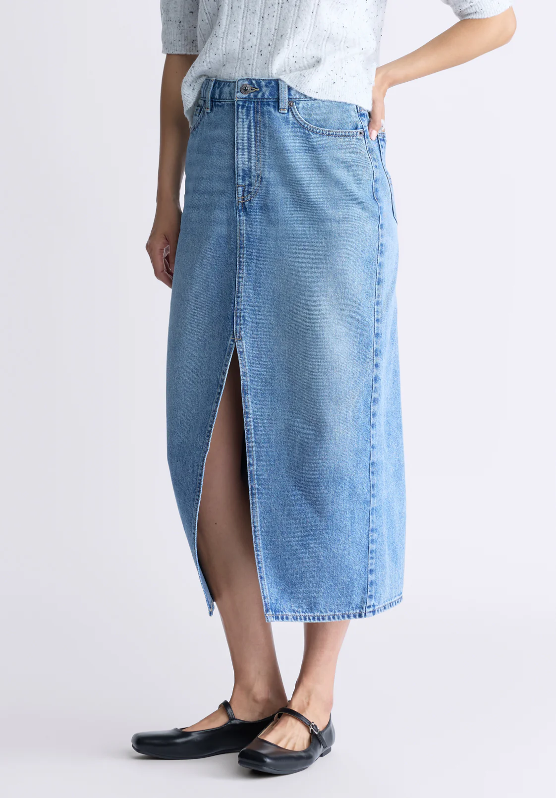 High Rise Samantha Women's Denim Skirt, Mid Blue Sanded - BL16008 - Image 4