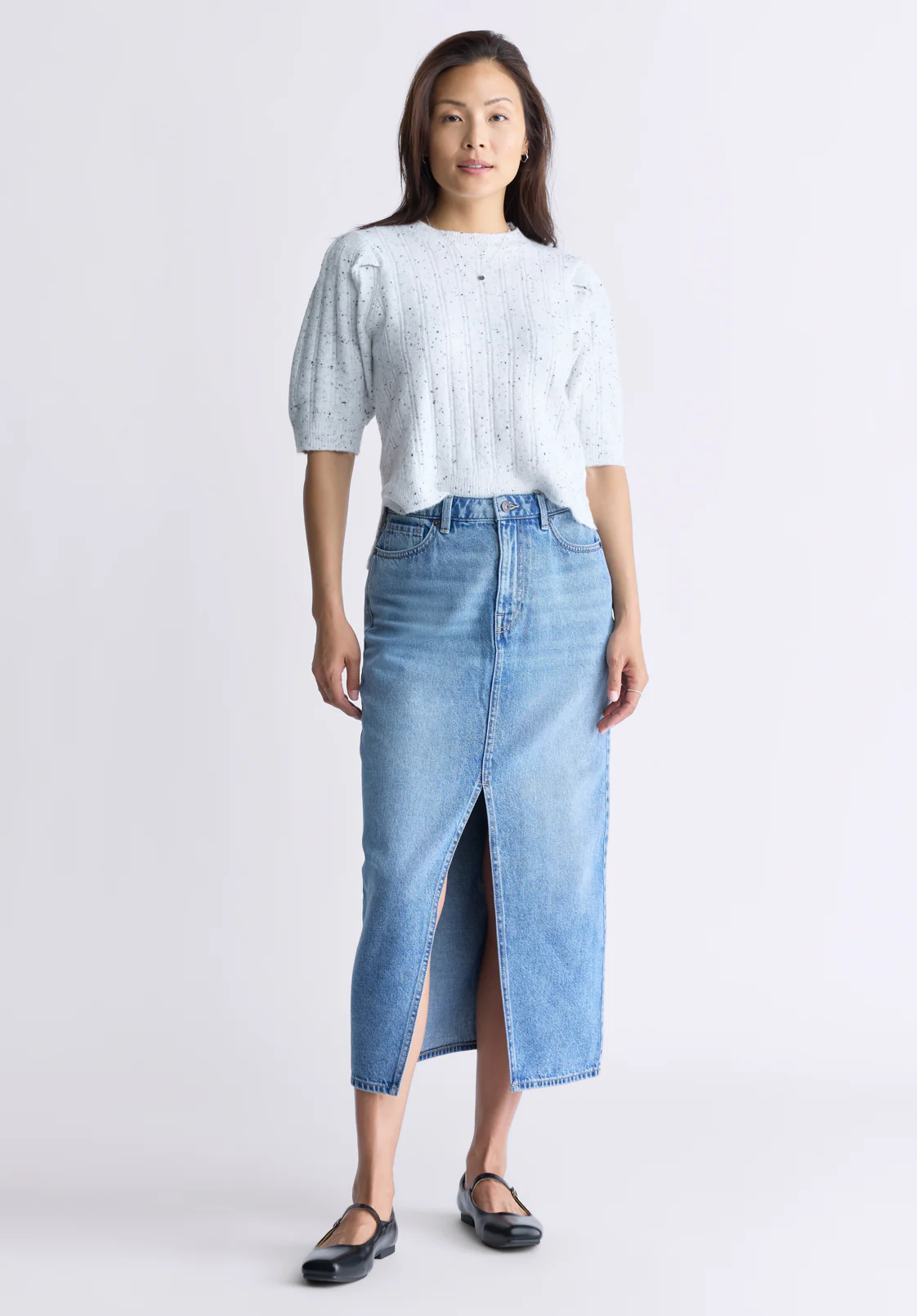 High Rise Samantha Women's Denim Skirt, Mid Blue Sanded - BL16008 - Image 5