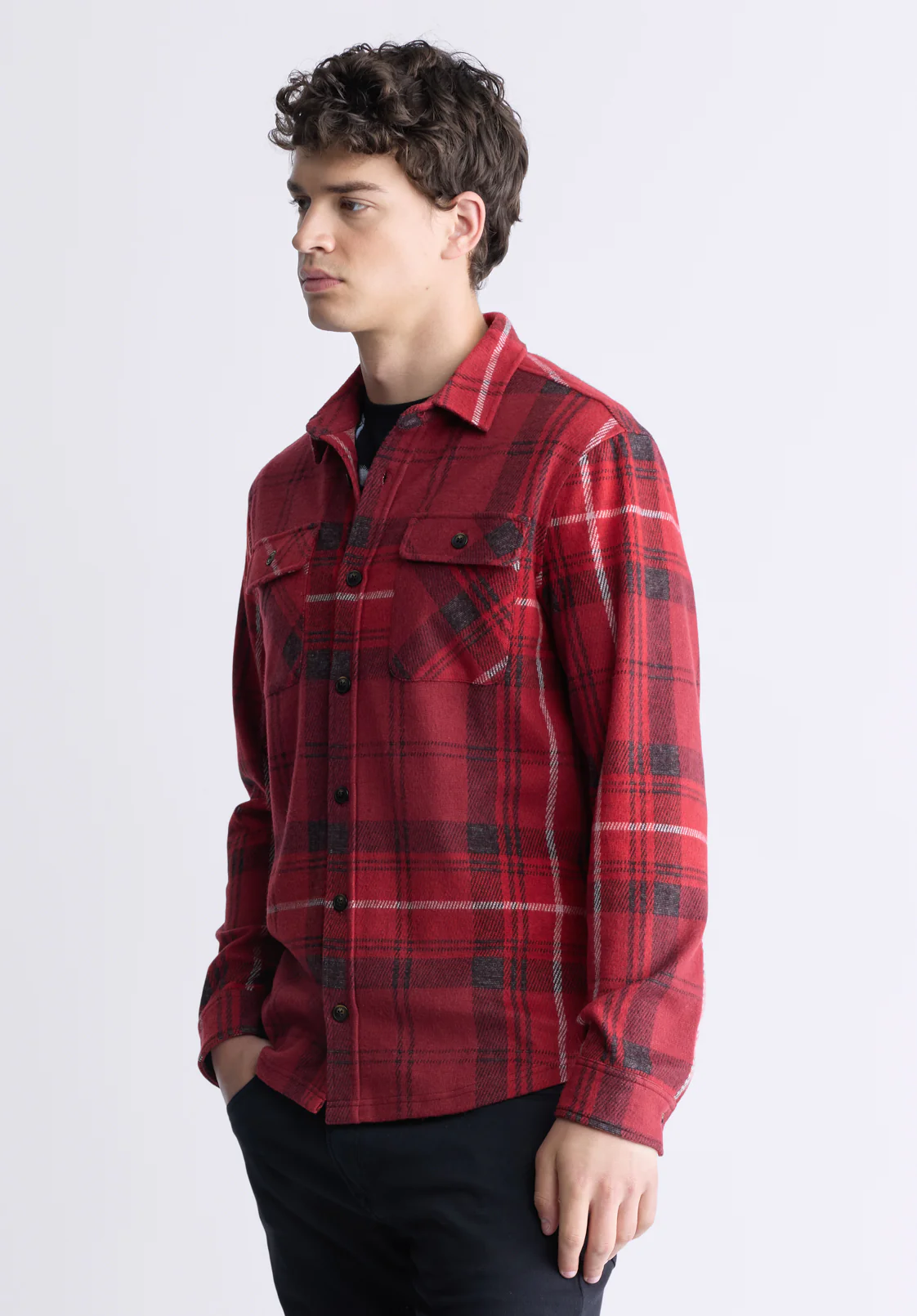 Samme Men's Plaid Blanket Shirt, Cranberry - BM24461 - Image 3