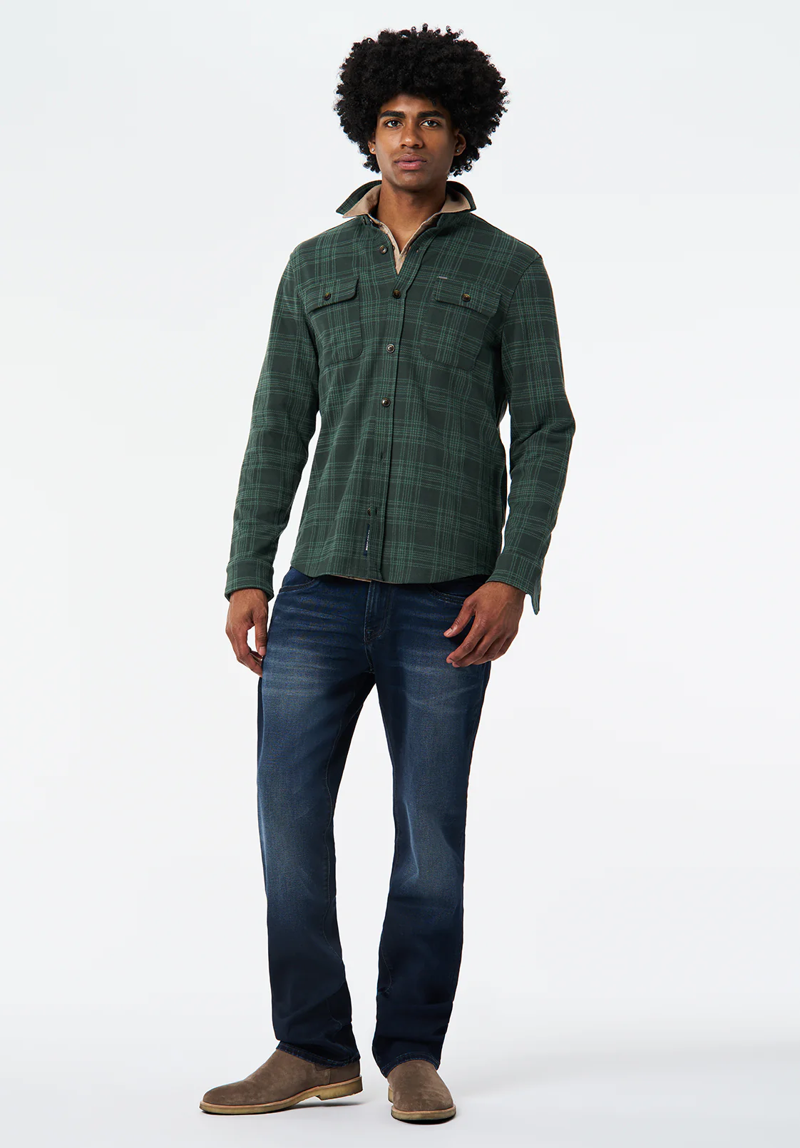 Samme Men's Long-Sleeve Plaid Blanket Shirt, Fern - BM24691 - Image 4