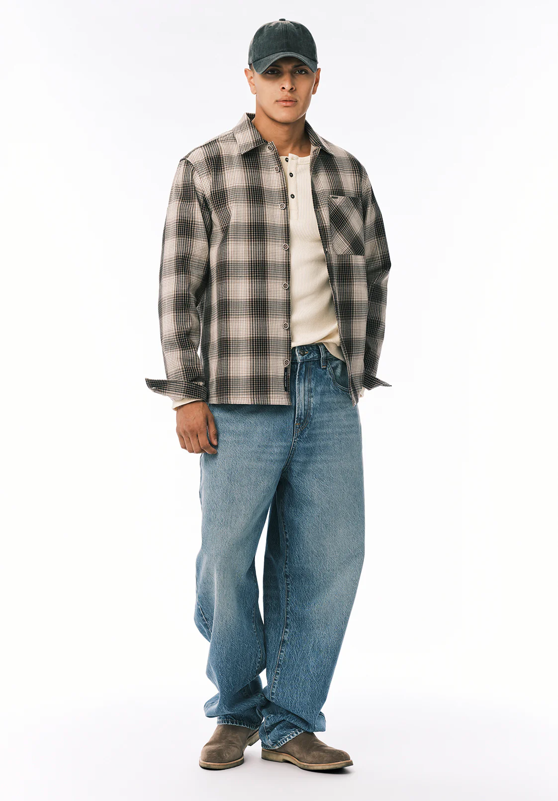 Samuel Men’s Plaid Long-Sleeve Shirt, Charcoal - BM24753 - Image 3