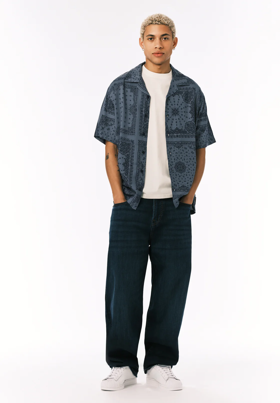 Sandro Men’s Printed Short Sleeve Camp Shirt, Mirage - BM24781 - Image 3