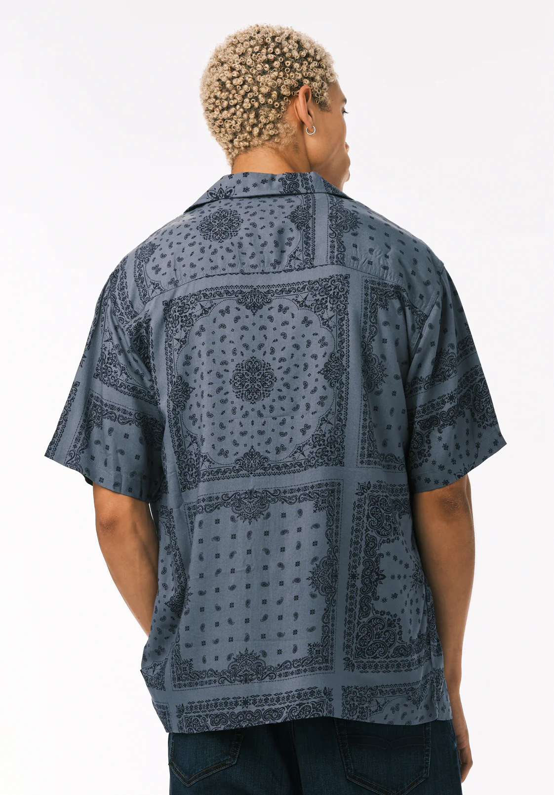 Sandro Men’s Printed Short Sleeve Camp Shirt, Mirage - BM24781 - Image 5