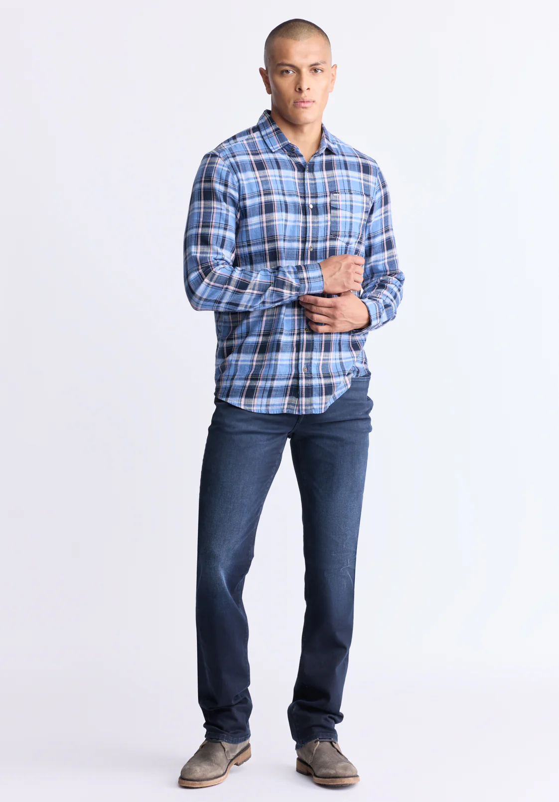 Saroz Men's Classic Plaid Shirt, Midnight blue - BM24499 - Image 5