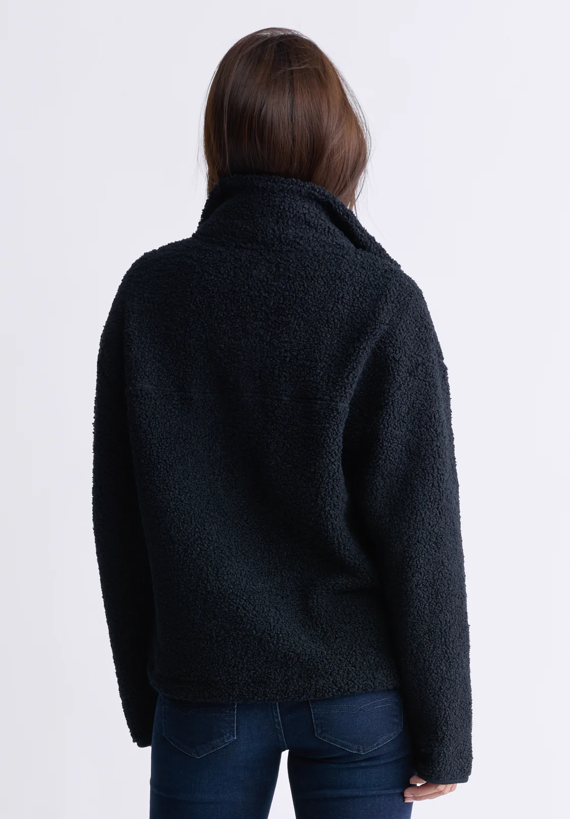 Sena Women's Sherpa Jacket with Chest Pocket, Black - JK0036F - Image 3