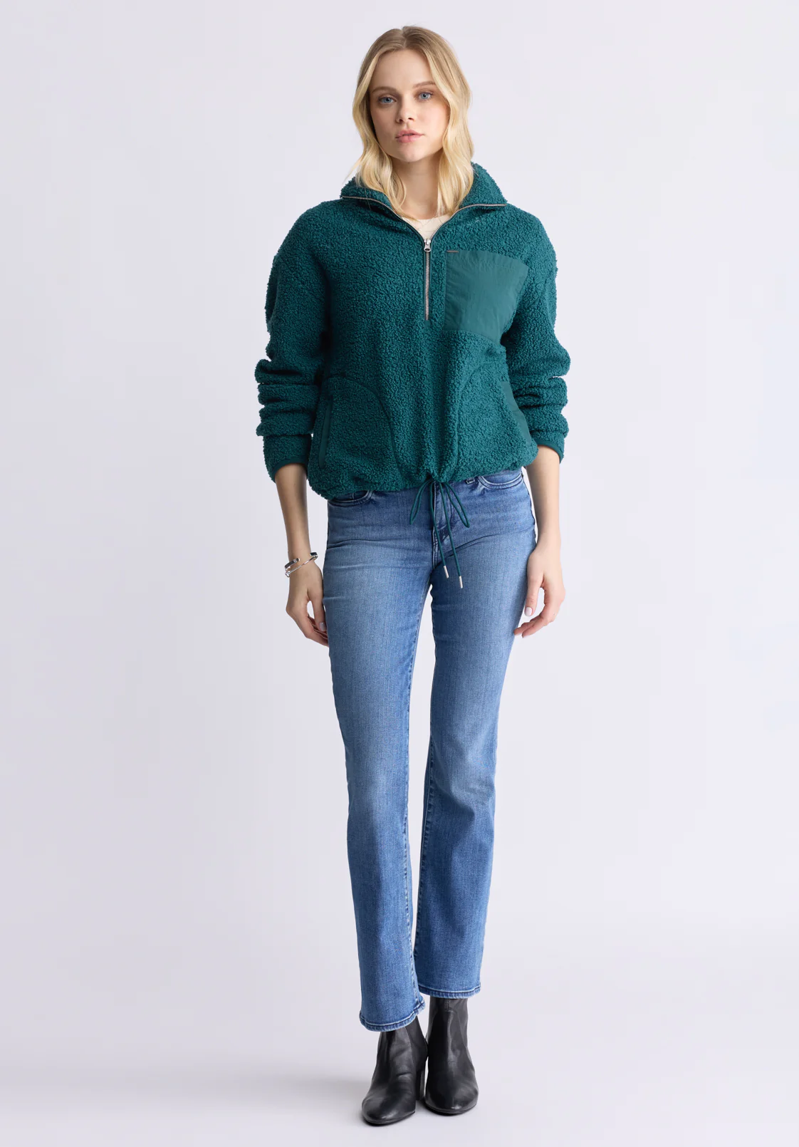 Sena Women's Sherpa Jacket with Chest Pocket, Dark Sea - JK0036F - Image 4