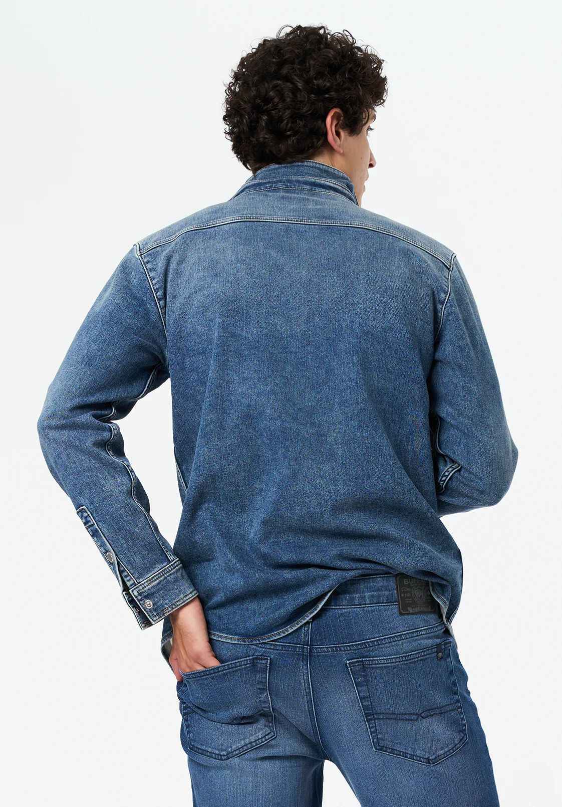 Shane Men's Denim Shirt, Sanded and Vintage Blue - BM26070 - Image 3
