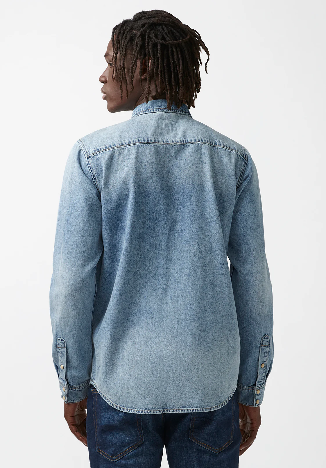 Sheldon Men’s Long-Sleeve Shirt, Light Denim Blue - BM22636 - Image 4