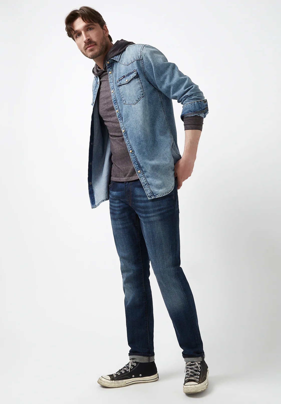 Sheldon Men’s Long-Sleeve Shirt, Light Denim Blue - BM22636 - Image 6
