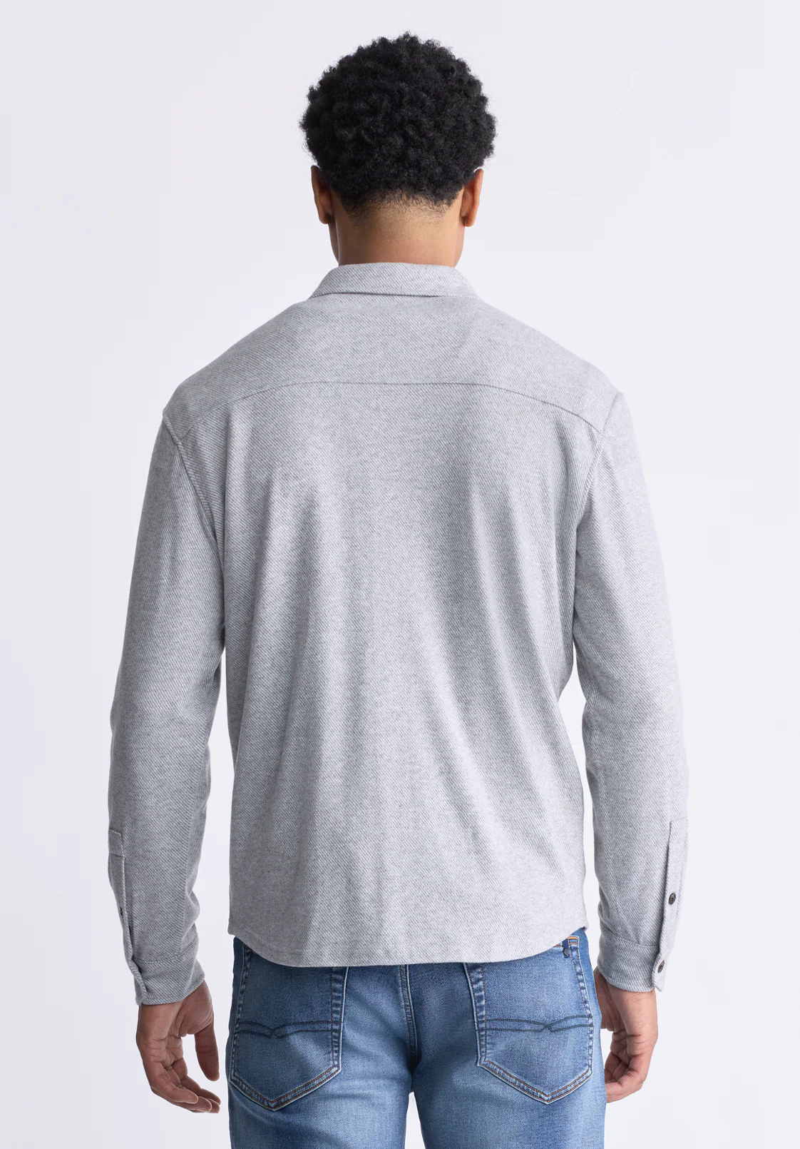 Sigge Men's Long-Sleeve Blanket Shirt with Chest Pockets, Light Grey - BM24460 - Image 4