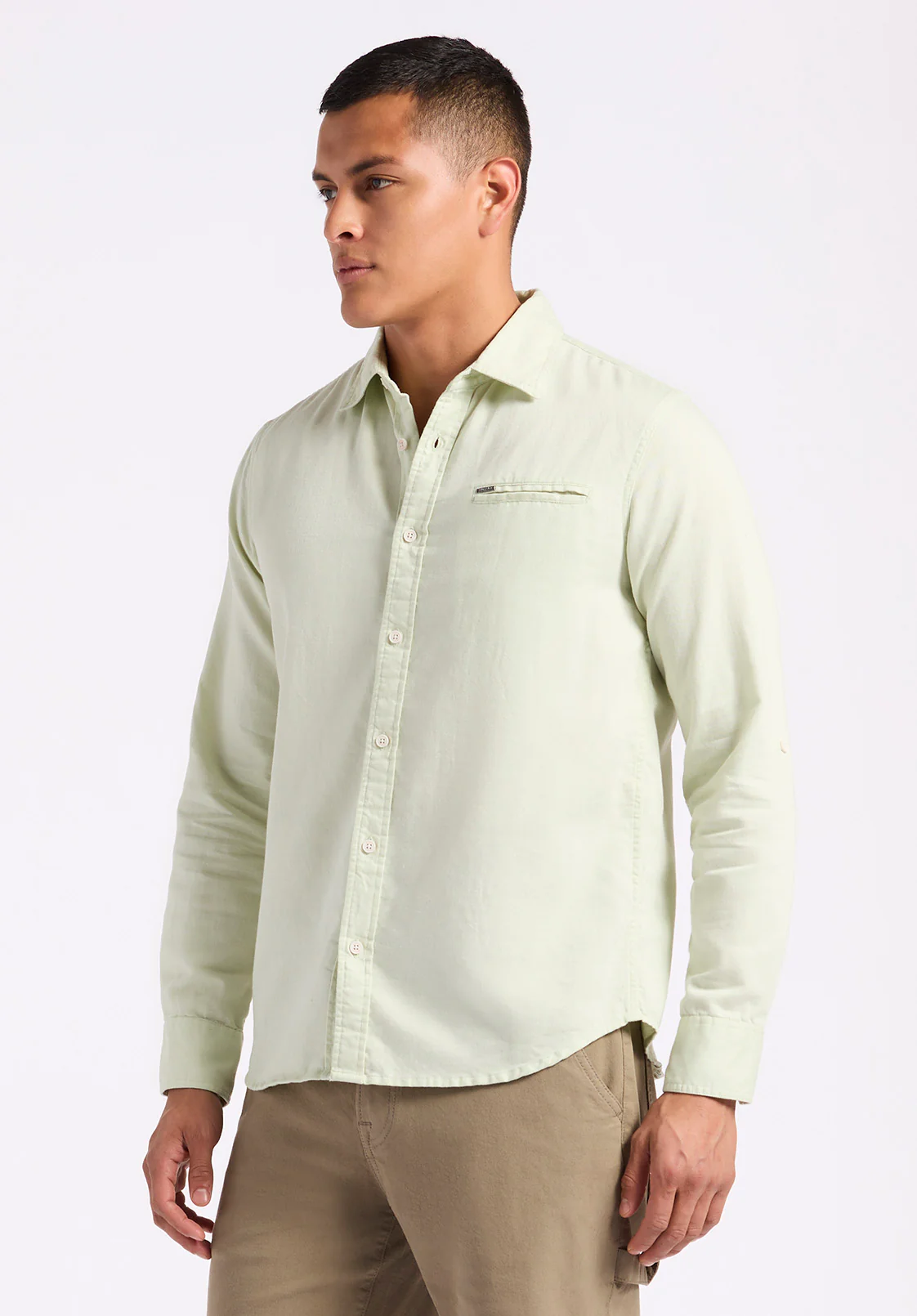 Simbio Men's Long-Sleeve Linen Blend Fitted Shirt, Dusty Aqua - BM24561 - Image 2